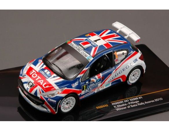 Ixo model RAM442 PEUGEOT 207 S2000 N.1 WINNER OF SATA RALLY ACORES 2010 1:43 Modellino