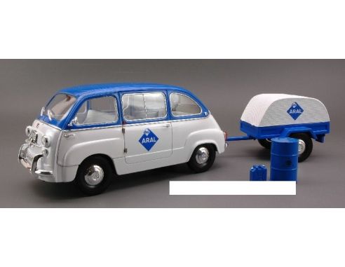 Miniminiera MMT74304 FIAT 600 MULTIPLA ARAL+CARRELLO 1:18 Modellino