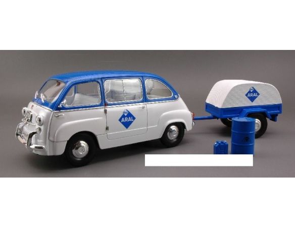Miniminiera MMT74304 FIAT 600 MULTIPLA ARAL+CARRELLO 1:18 Modellino