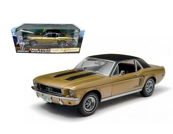 Greenlight GREEN12926 FORD MUSTANG COUPE' 1968 GOLD WITH BLACK STRIPES 1:18 Modellino
