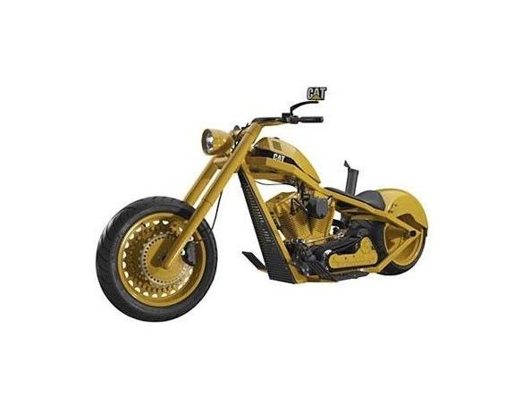 ERTL 21648P Caterpillar Chopper Bike Giallo 1:10 Cat Modellino