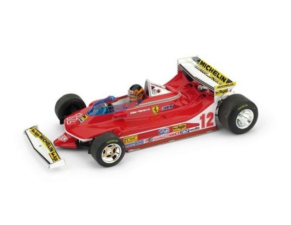 Brumm BM0578BCH FERRARI 312 T4 G.VILLENEUVE 1979 N.12 PROVE USA OVEST GP W/PILOTE 1:43 Modellino