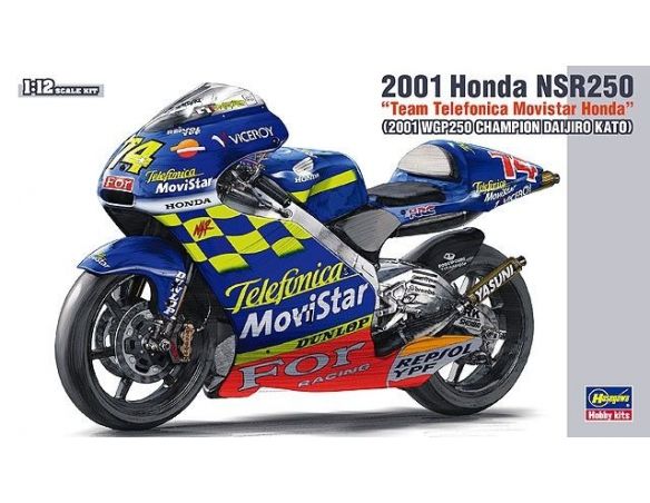 Hasegawa HGSBK2 HONDA NSR250 D.KATO 2001 N.74 WORLD CHAMPION 250cc KIT 1:12 Modellino