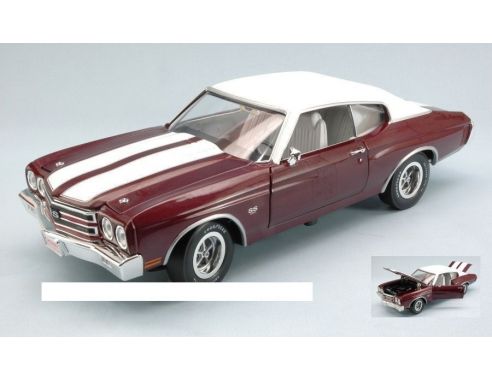Auto World AMM1011 CHEVROLET CHEVELLE SS 1970 BURN RED/WHITE 1:18 Modellino