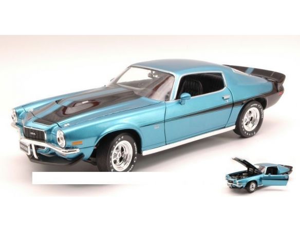 Auto World AMM1013 CHEVROLET CAMARO BALDWIN MOTION 1971 LIGHT BLUE METALLIC/BLACK 1:18 Modellino