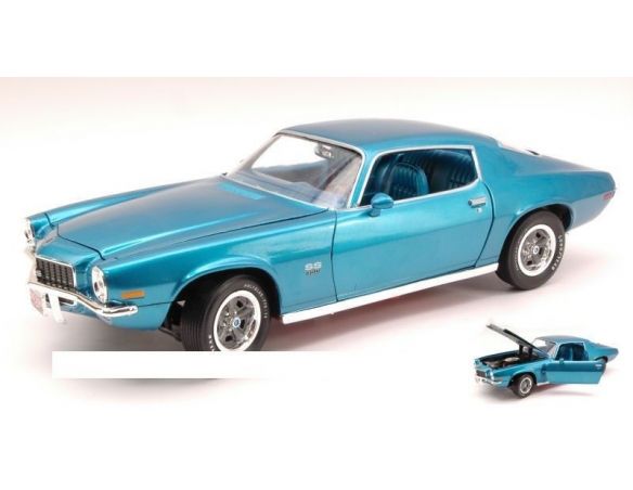Auto World AMM982 CHEVY CAMARO SS 350 1971 METALLIC BLUE 1:18 Modellino