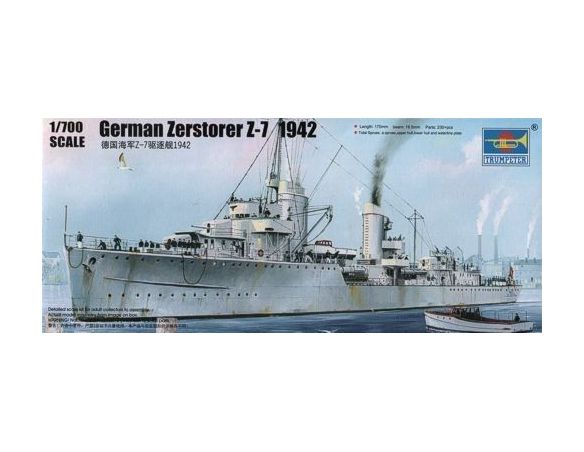 TRUMPETER 05793 GERMAN ZERSTORSER Z-7 1942 Modellino