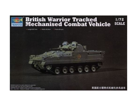 TRUMPETER 07101 BRITISH WARRIOR TRACKED MECHANIZED COMBAT VEHICLE Modellino
