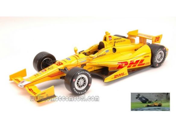 Greenlight GREEN10967 HONDA INDY CAR N.28 ACCIDENT RYAN HUNTER REAY 2015 1:18 Modellino