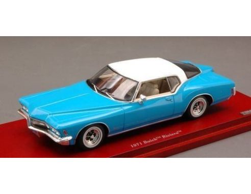 True Scale Miniatures TSM114333 BUICK RIVIERA 1971 LIGHT BLUE W/WHITE ROOF 1:43 Modellino