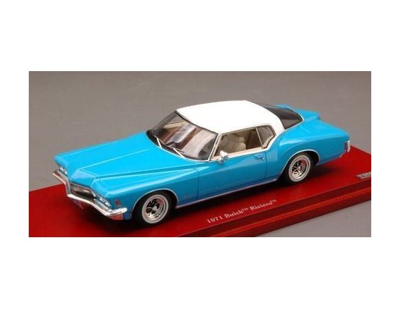True Scale Miniatures TSM114333 BUICK RIVIERA 1971 LIGHT BLUE W/WHITE ROOF 1:43 Modellino