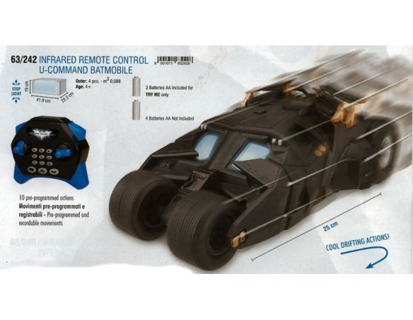 Mondo Motors MM63242 BATMOBILE INFRARED REMOTE CONTROL + TRY MY C/LUCI cm 25 Modellino