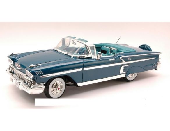 Motormax MTM73112TC CHEVY IMPALA OPEN 1958 TURQUOISE 1:18 Modellino