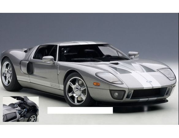 Auto Art / Gateway AA73025 FORD GT 2004 GRIGIO STRISCE ARGENTO 1:18 Modellino