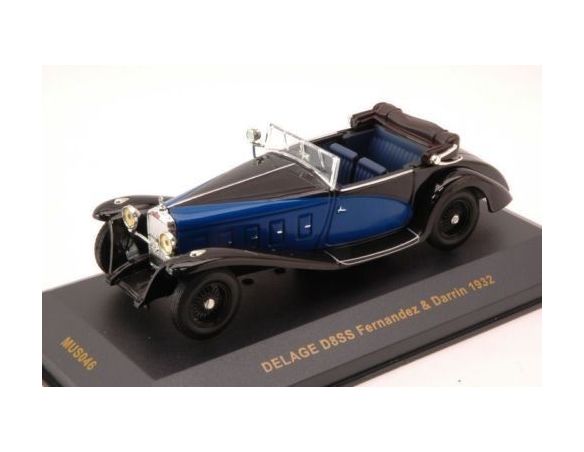 Ixo model MUS046 DELAGE D8SS FERNANDEZ & DARRIN 1932 BLUE/BLACK 1:43 Modellino