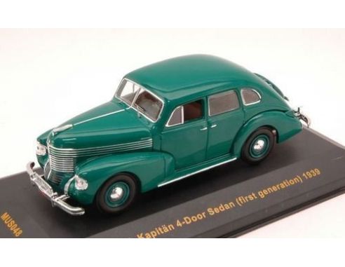 Ixo model MUS048 OPEL KAPITAN 4 DOORS SEDAN FIRST GENERATION 1939 GREEN 1:43 Modellino