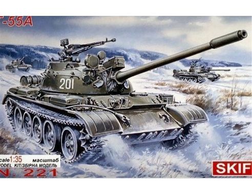Sky Marks SKIF221 T 55 A SOVIET BATTLE TANK KIT 1:35 Modellino