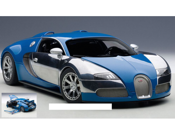 AUTOART AA70956 BUGATTI VEYRON 2009 ED.CENTENAIRE SILVER/BLUE 1:18 Modellino