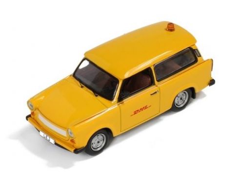 IST Models IST190 TRABANT 601 S FOLLOW ME DHL HUB LEIPZIG 2001 DDR 1:43 Modellino