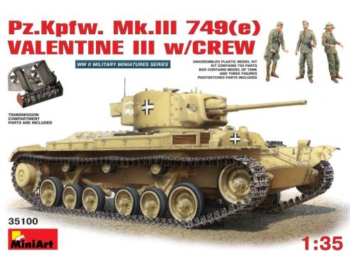 Miniart MIN35100 PANZERKAMPFWAGEN MK.3N 749 VALENTINE MK.3 KIT 1:35 Modellino