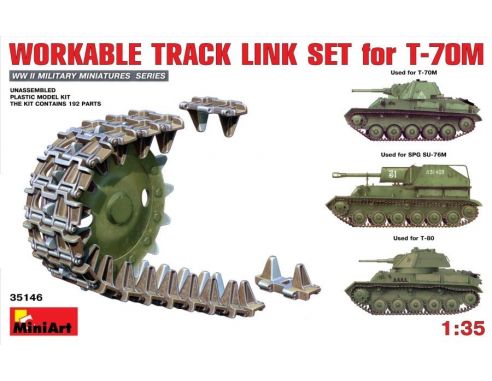 Miniart MIN35146 WORKABLE TRACK LINK SET FOR T-70M LIGHT TANK KIT 1:35 Modellino