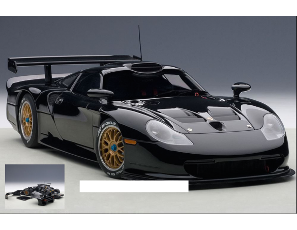 Auto Art / Gateway AA89770 PORSCHE 911 GT1 1997 SENZA DECORAZIONE NERO 1:18 Modellino