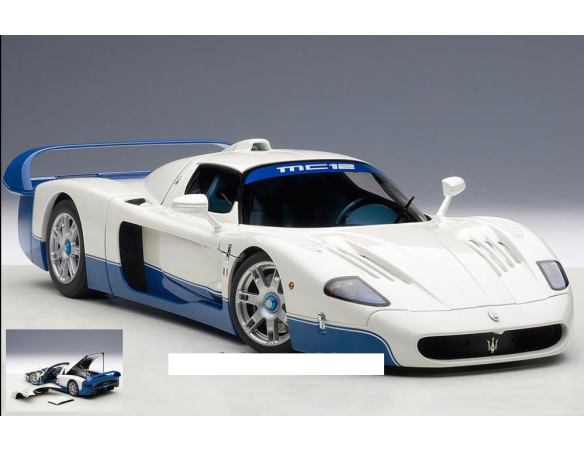 Auto Art / Gateway AA75801 MASERATI MC12 ROAD CAR 2005 BIANCO PERLA/BLUE 1:18 Modellino