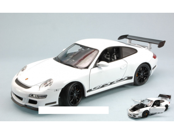 Welly WE8015W PORSCHE 911 GT3 RS 2007 WHITE WITH BLACK STRIPS 1:18 Modellino