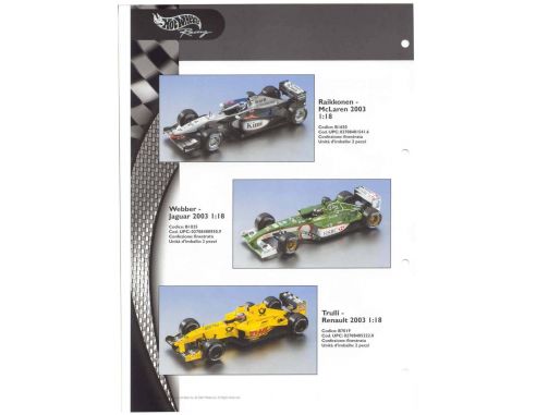 Hot Wheels HW5222 RENAULT J.TRULLI '03 1:18 Modellino