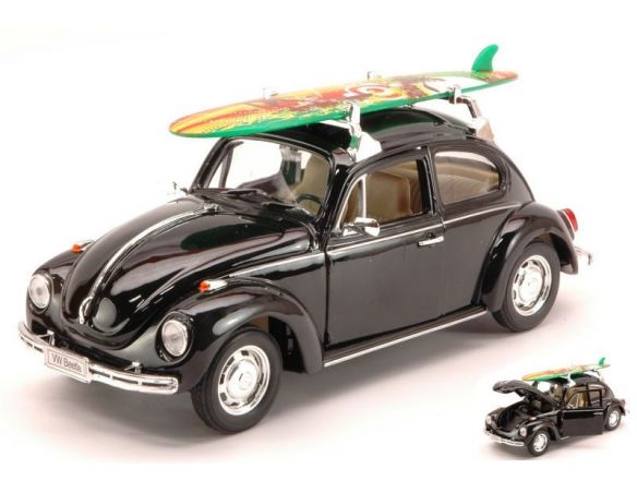 Welly WE4362BK VW BEETLE 1959 W/WINDSURF BLACK 1:24 Modellino