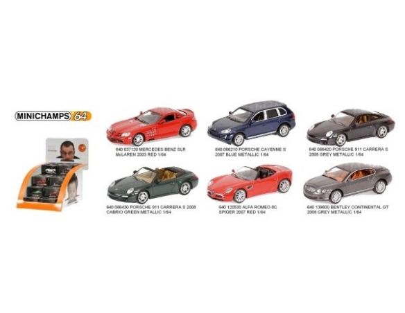 MINICHAMPS 640000002 DISPLAY CON 36 AUTO STRADALI SCALA 1/64 Modellino