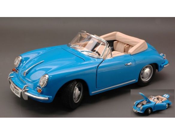 BBURAGO BU12025BL PORSCHE 356 B CABRIO 1961 BLUE 1:18 Modellino