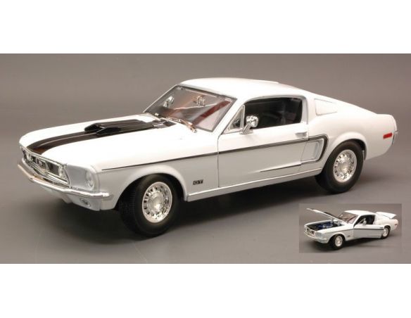 Maisto MI31167W FORD MUSTANG GT COBRA JET 1968 WHITE 1:18 Modellino