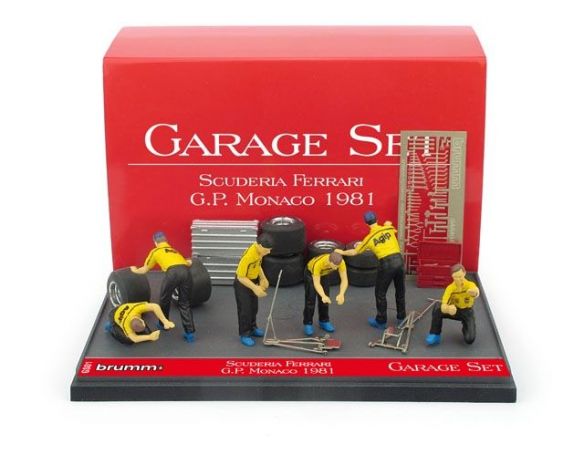 Brumm BMGS01 GARAGE SET SCUDERIA FERRARI MONACO GP 1981 1:43 Modellino