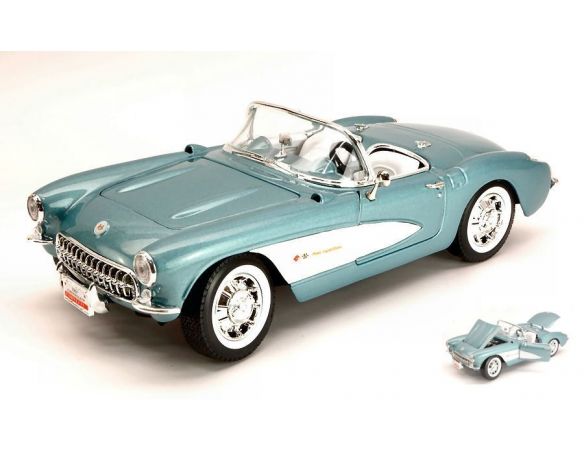 Yat Ming YM92018BL CHEVROLET CORVETTE 1957 LIGHT METALLIC BLUE 1:18 Modellino