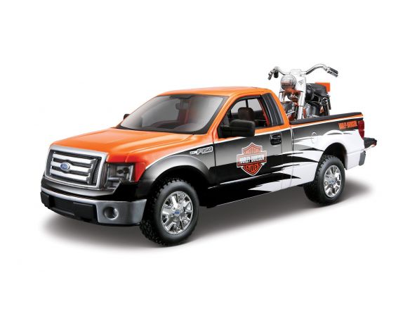 Maisto MI32173 FORD F-150 PICK UP STX H.DAVIDSON W/1958 FLH DUO GLIDE 1:24 Modellino