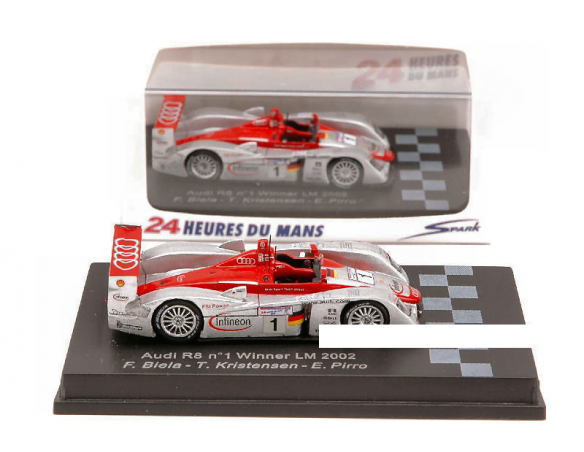 Spark Model S87LM02 AUDI R 8 N.1 WINNER LM 2008 1:87 Modellino