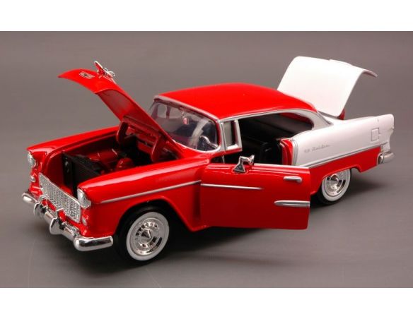 Motormax MTM73229RD CHEVY BEL AIR 1955 RED/WHITE 1:24 Modellino