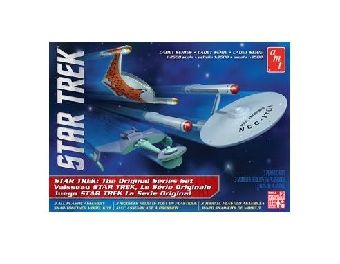 AMT AMTS763 STAR TREK SET Pz.3 ENTERPRISE/KLINGON/ROMULAN KIT 1:2500 Modellino