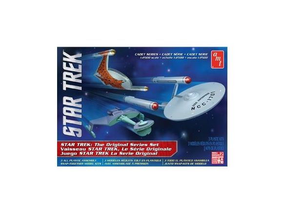 AMT AMTS763 STAR TREK SET Pz.3 ENTERPRISE/KLINGON/ROMULAN KIT 1:2500 Modellino