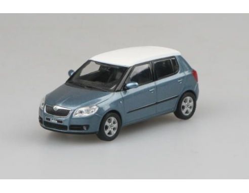 Abrex AB008CEW SKODA FABIA II 2007 SATIN GREY MET.WITH WHITE ROOF 1:43 Modellino