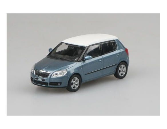 Abrex AB008CEW SKODA FABIA II 2007 SATIN GREY MET.WITH WHITE ROOF 1:43 Modellino