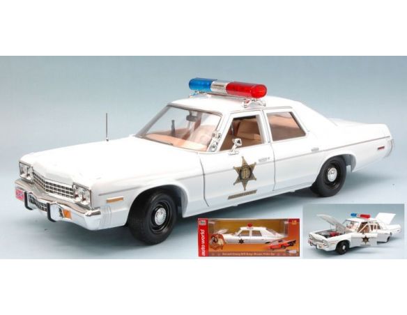 Auto World AWSS107 DODGE MONACO 1975 POLICE CAR THE DUKES OF HAZZARD 1:18 Modellino