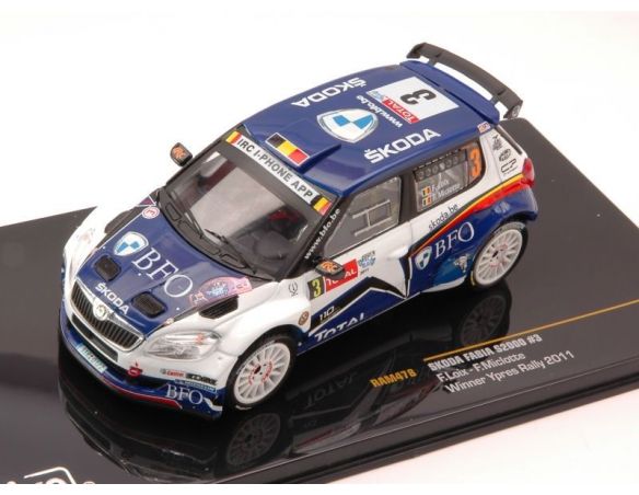 Ixo model RAM478 SKODA FABIA S2000 N.3 WINNER YPRES RALLY 2011 LOIX-MICLOTTE 1:43 Modellino