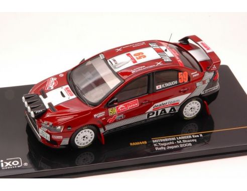 Ixo model RAM448 MITSUBISHI LANCER EVO X N.59 RALLY JAPAN TAGUCHI-STACEY 1:43 Modellino