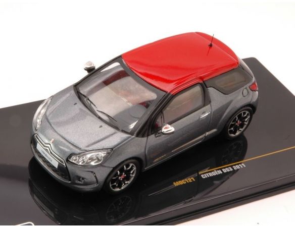 Ixo model MOC121 CITROEN DS3 2011 GUN SILVER W/RED ROOF 1:43 Modellino