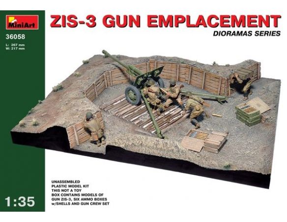 Miniart MIN36058 ZIS-3 GUN EMPLACEMENT KIT 1:35 Modellino