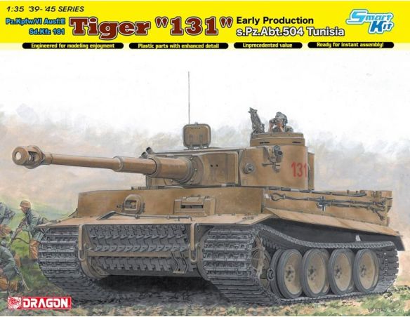 Dragon D6820 TIGER I 131 S.PZ.ABT.504 TUNISIA KIT 1:35 Modellino