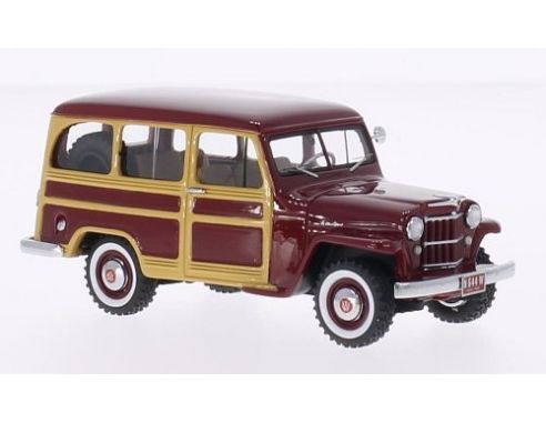 Neo Scale Models NEO44644 JEEP WILLYS STATION WAGON DARK RED/WOOD 1:43 Modellino