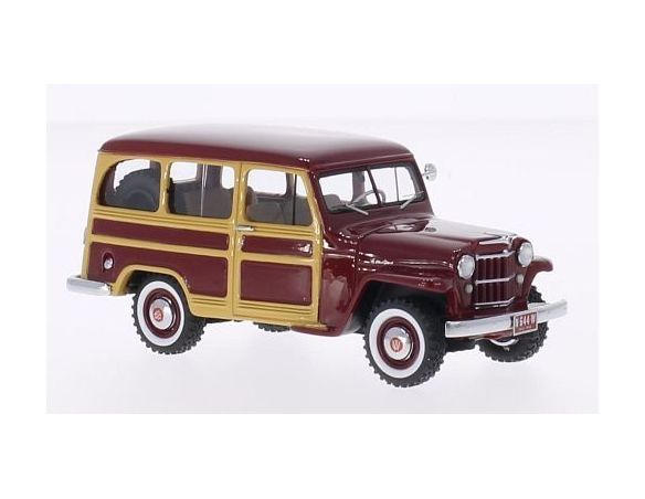 Neo Scale Models NEO44644 JEEP WILLYS STATION WAGON DARK RED/WOOD 1:43 Modellino